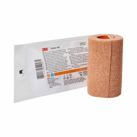 3M Coban Cohesive Bandage 4 Inch X 5 Yard Self-Adherent Closure Tan Sterile Standard Compression, 18PK 2084S